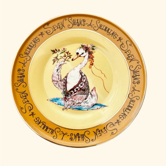 Anthropologie Seven Swans A Swimming Twelve Days Of Christmas 2024 Dessert Plate - Picture 2 of 5